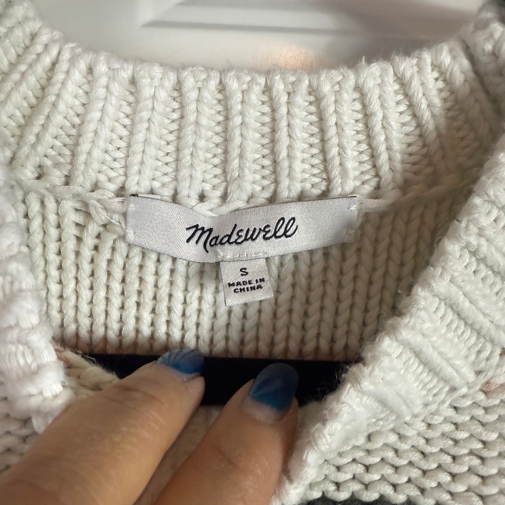 Madewell Coastal Grandma Striped Knit Sweater‎ Crewneck Long Sleeve Cotton Small - Picture 4 of 8